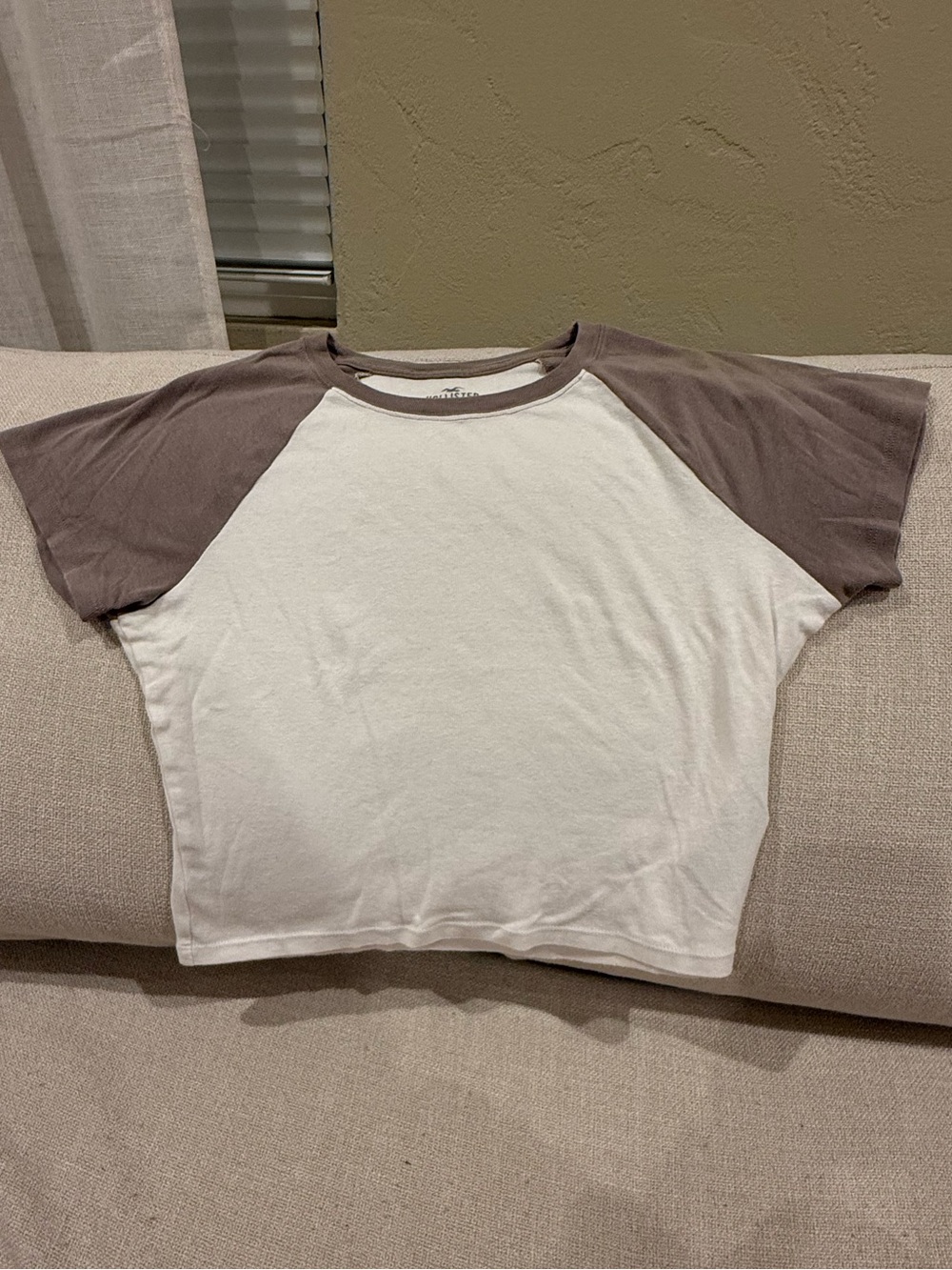 Hollister Color Block Brown and White Baby Tee